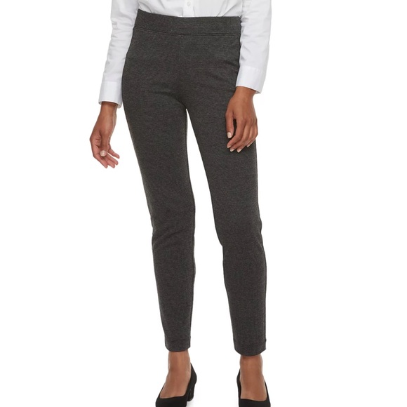 NWT Croft & Barrow Houndstooth Slim-Straight Mid-Rise Tummy-Control Pant Legging - Picture 1 of 16